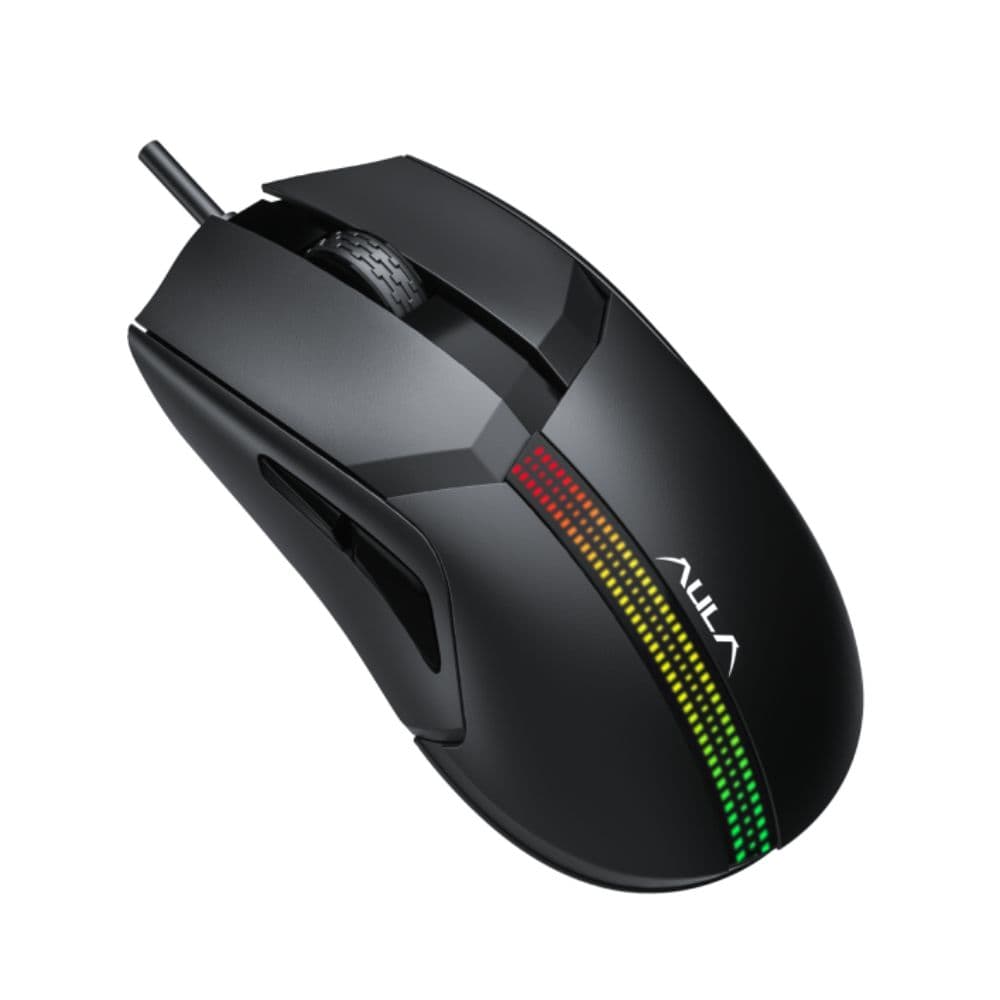 AULA F813 Pro RGB Gaming Mouse USB Wired, 7 Programmable Buttons, Switchable DPI up to 12400, Colorful Lighting Effects, Black