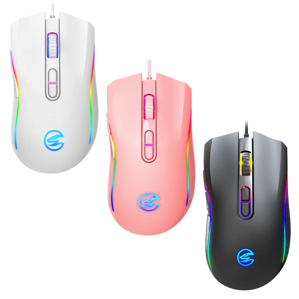 Snaketh RGB Gaming Mouse, Wired 6400 DPI Optical USB Mouse with Huano 10M Click Switches, Pure Copper Cable