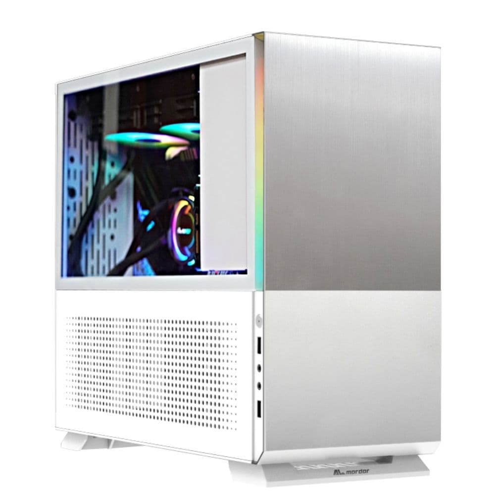 ALmordor Mini Tower Desktop Computer PC Case Chassis Supports ATX/ E ATX/ MATX/ ITX, PSU ATX, White/ Silver