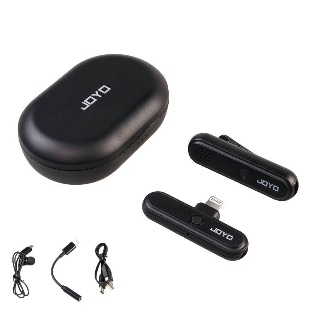 Joyo JW-05M Wireless Mini Microphone System Lightning Connectivity Wireless Mic for Live Streaming, Video Recording, Black