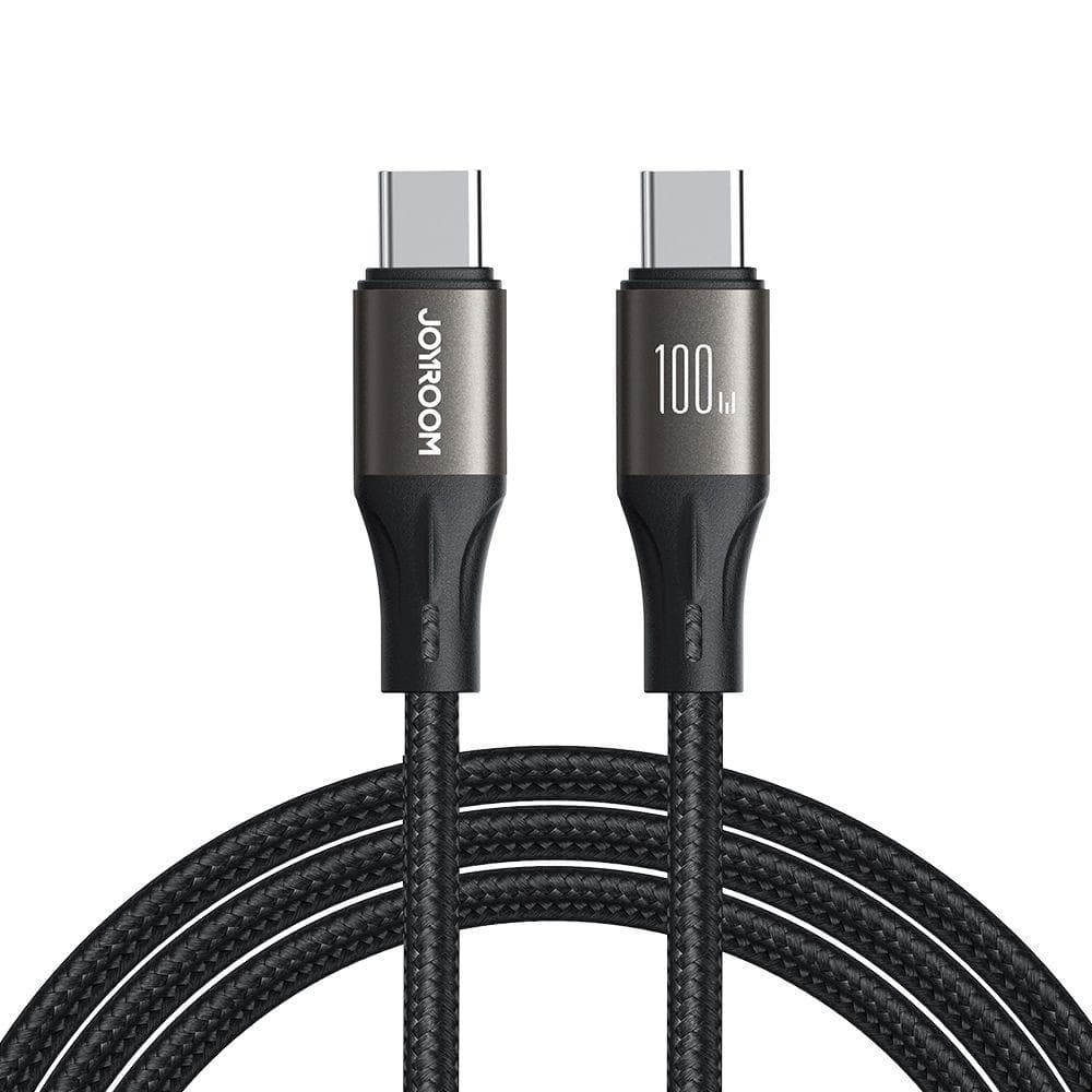 Joyroom USB Type-C to Type-C 100W Fast Charging and Data Cable, Nylon Braided Charger for iPhone, iPad, 1.2m, Black