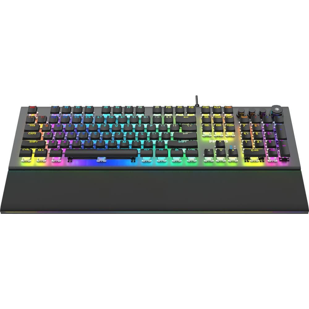 Philips SPK8624 USB Wired Mechanical Gaming Keyboard with Wrist Rest, RGB, Dual-Mode Control Dial